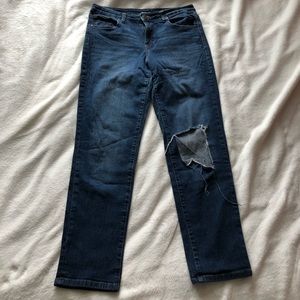 Distressed Style & Co mom jeans.